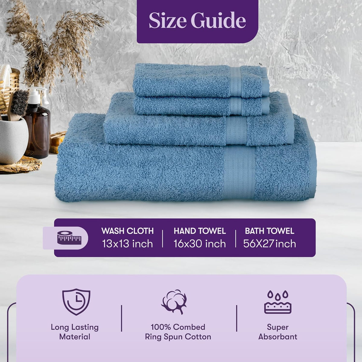 Soft and Absorbent Towels Cotton for Bathroom Hotel Shower Spa Gym, 4 Washcloths Powder Pink