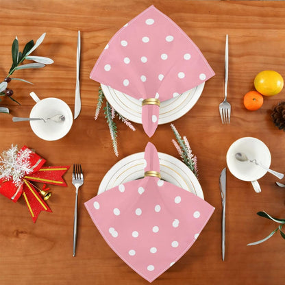 Kigai Cloth Napkins Set of 4 Dots on Pink Dinner Napkins 20x20 in, Washable & Reusable Fabric Table Napkin for Dining Parties Holiday, Eco-Friendly