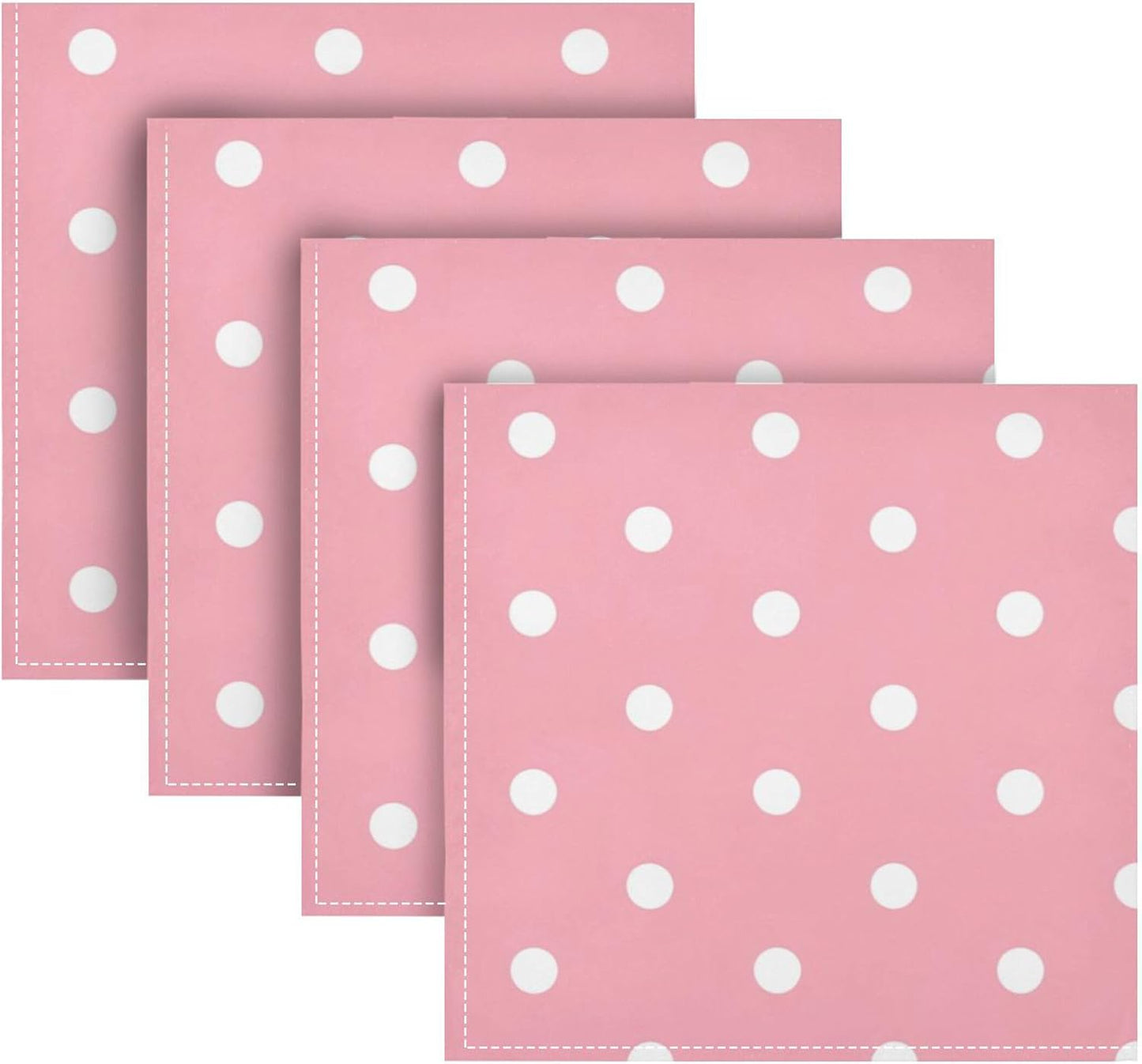 Kigai Cloth Napkins Set of 4 Dots on Pink Dinner Napkins 20x20 in, Washable & Reusable Fabric Table Napkin for Dining Parties Holiday, Eco-Friendly