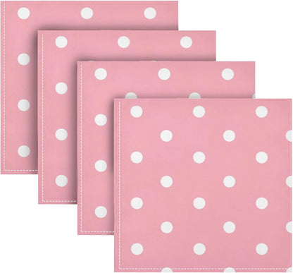 Kigai Cloth Napkins Set of 4 Dots on Pink Dinner Napkins 20x20 in, Washable & Reusable Fabric Table Napkin for Dining Parties Holiday, Eco-Friendly