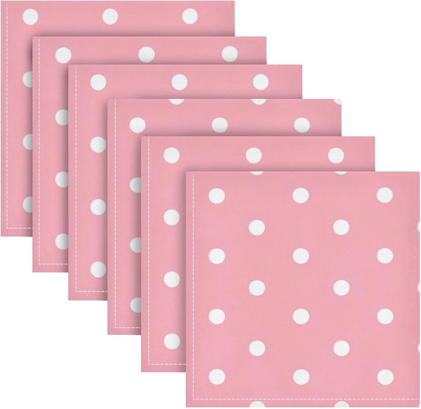 Kigai Cloth Napkins Set of 4 Dots on Pink Dinner Napkins 20x20 in, Washable & Reusable Fabric Table Napkin for Dining Parties Holiday, Eco-Friendly