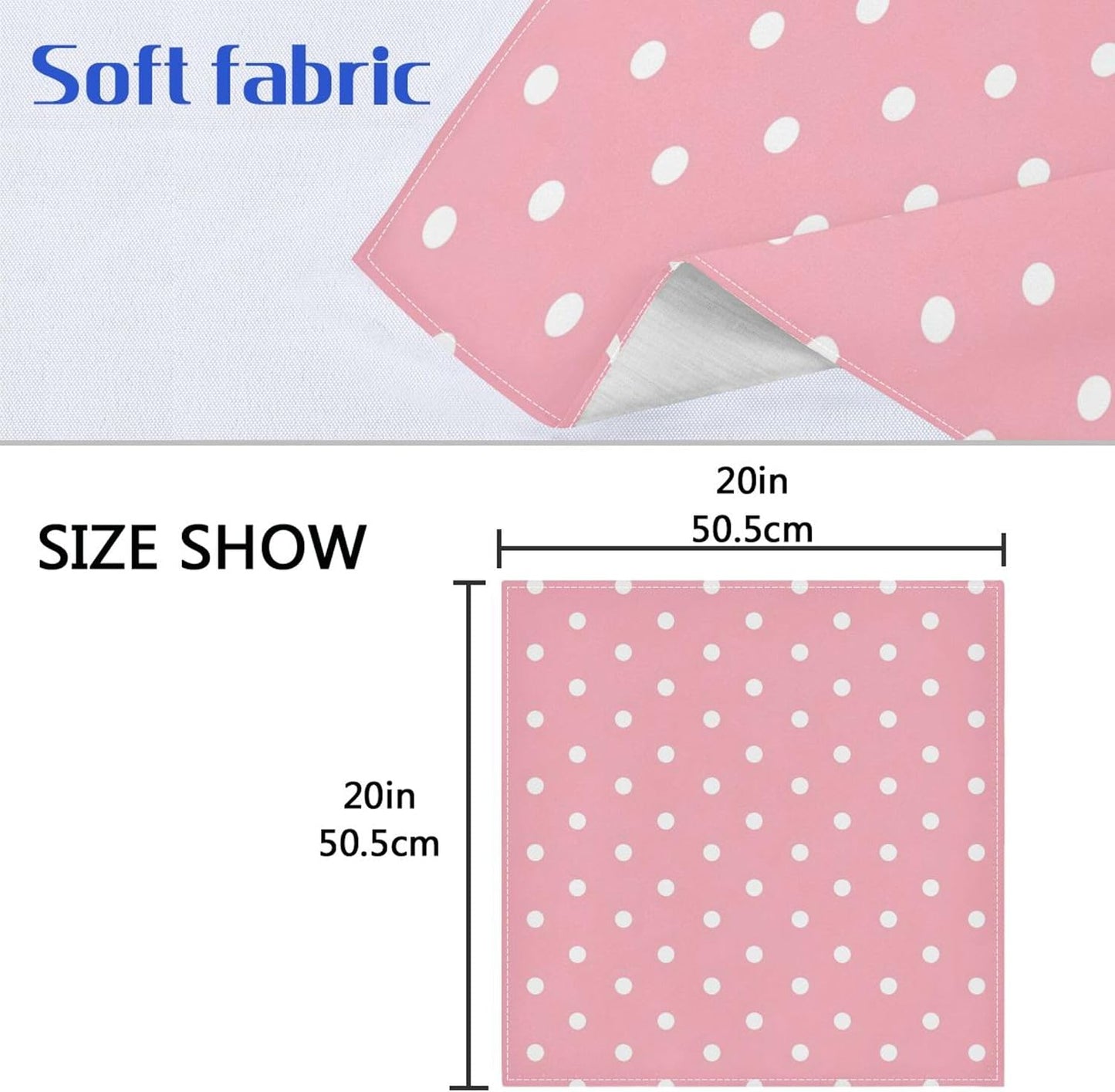 Kigai Cloth Napkins Set of 4 Dots on Pink Dinner Napkins 20x20 in, Washable & Reusable Fabric Table Napkin for Dining Parties Holiday, Eco-Friendly