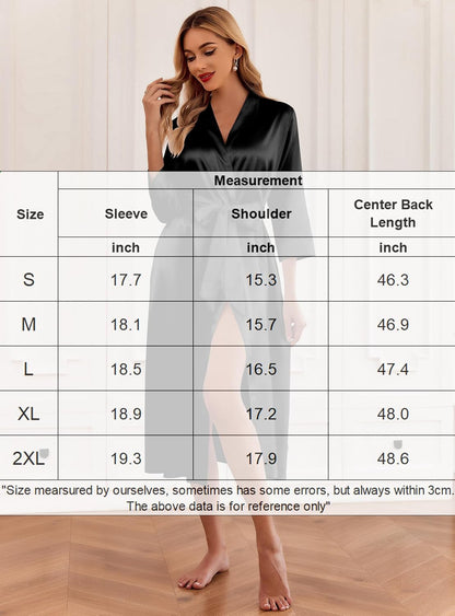 Silk Robes for Women Long Satin Bride Bridesmaid Robe with Pockets