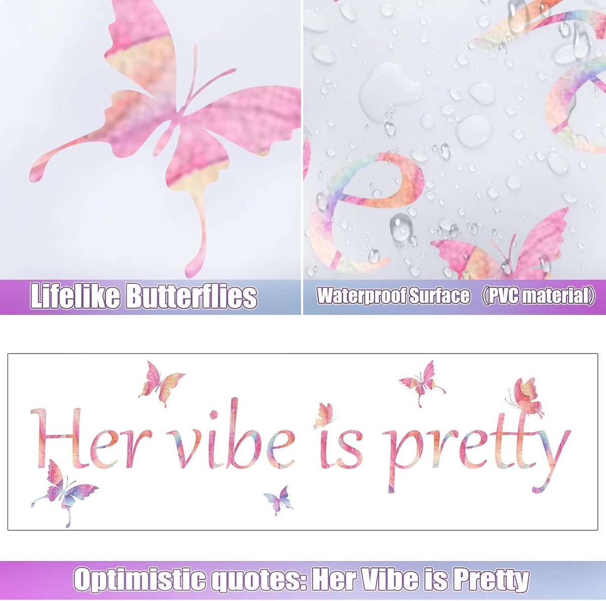 Her Vibe is Pretty Wall Decal Quote for Women, Simple Style, Pink