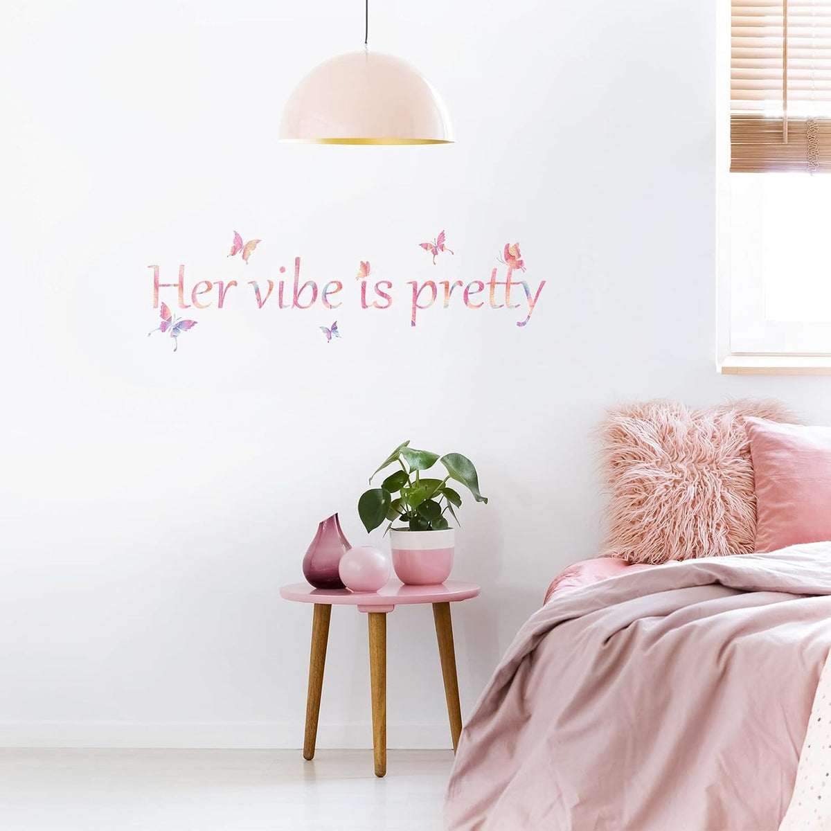 Her Vibe is Pretty Wall Decal Quote for Women, Simple Style, Pink