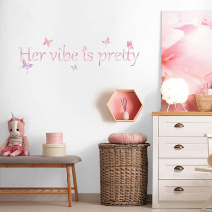 Her Vibe is Pretty Wall Decal Quote for Women, Simple Style, Pink