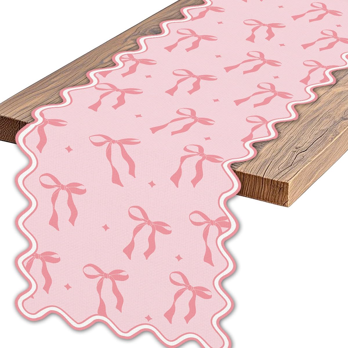 Pink Bow Table Runner 13×72 Inch Pastel Bridal Shower Home Party Decor