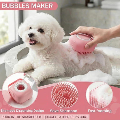 6PCS Dog Bath Kit & Dog Brush Kit for Dogs & Cats - Professional Pet Grooming Tools Set with Shedding Brush, Bath Scrubber, Dematting Comb & Storage Bag - Complete Dog Washing Essentials, Pink