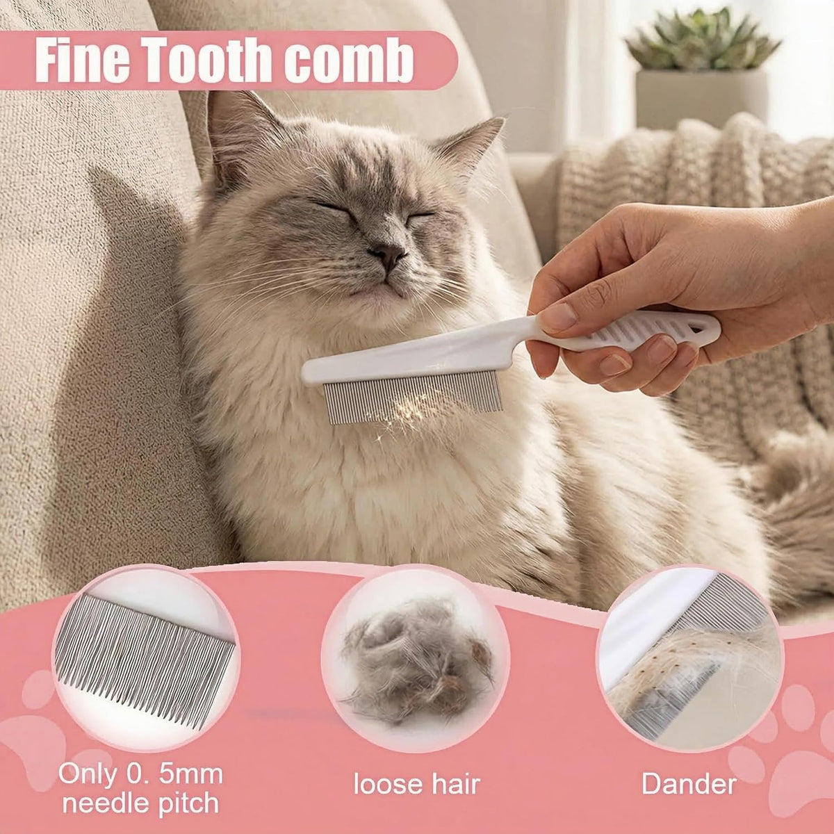 6PCS Dog Bath Kit & Dog Brush Kit for Dogs & Cats - Professional Pet Grooming Tools Set with Shedding Brush, Bath Scrubber, Dematting Comb & Storage Bag - Complete Dog Washing Essentials, Pink