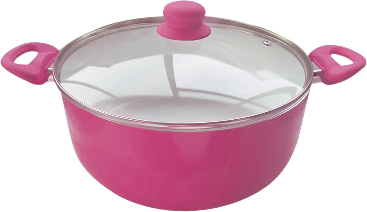 Aluminium Casserole with Lid, Silicone, Pink