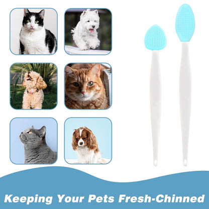 6 Pcs Cat Acne Brush Set Cat Acne Chin Treatment Pet Black Seed Brush Silicone Double-Sided Grooming Brushes for Treatment Cleaning Blackhead Exfoliation Yellow Pink Green