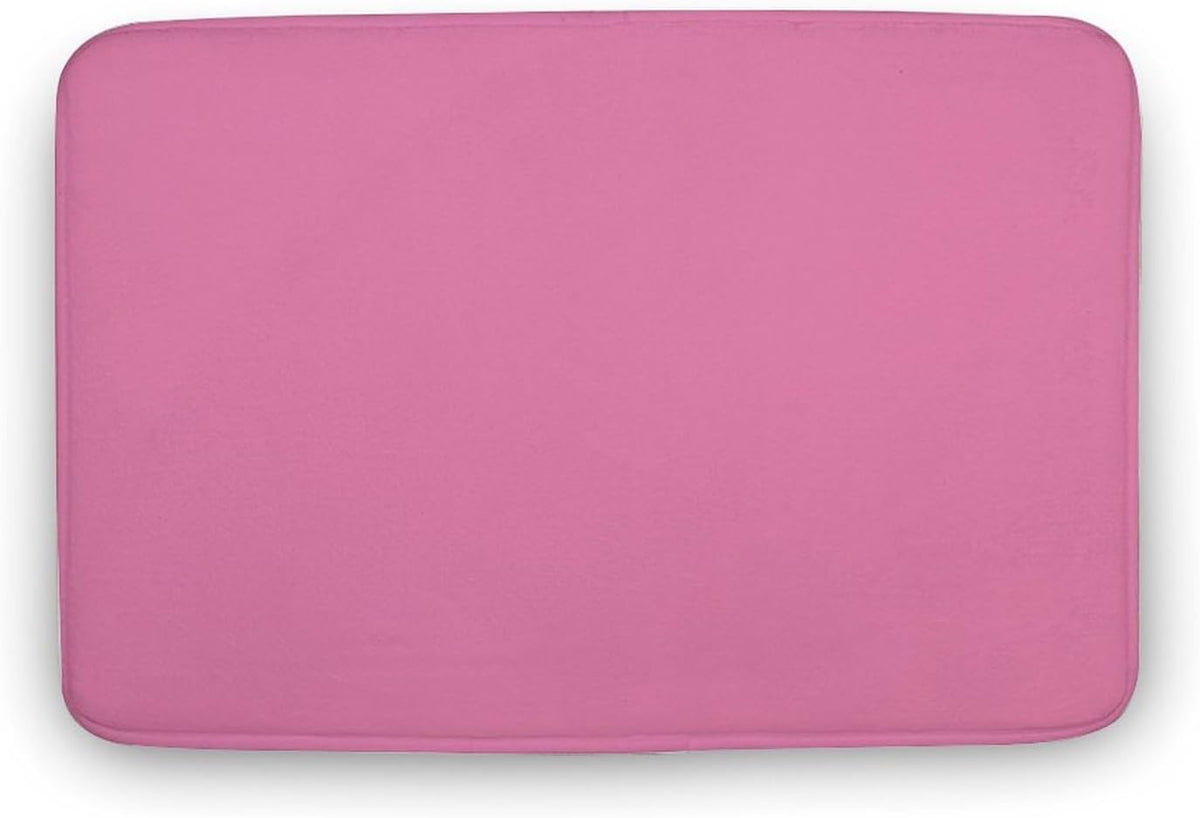Pink Solid Color Elegant Modern Bathroom Rug, Non Slip & Soft Absorbent Bath Mat Carpets for Bathroom 16" x 24"