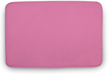 Pink Solid Color Elegant Modern Bathroom Rug, Non Slip & Soft Absorbent Bath Mat Carpets for Bathroom 16" x 24"