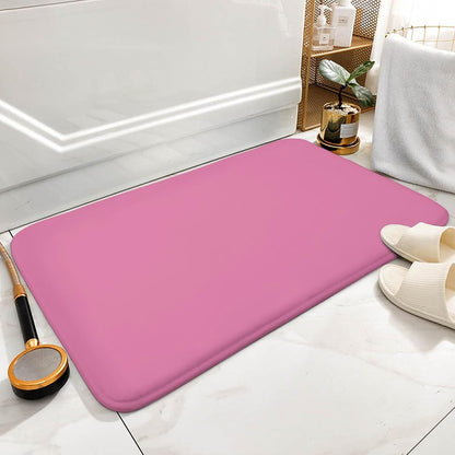 Pink Solid Color Elegant Modern Bathroom Rug, Non Slip & Soft Absorbent Bath Mat Carpets for Bathroom 16" x 24"