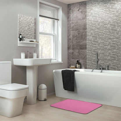 Pink Solid Color Elegant Modern Bathroom Rug, Non Slip & Soft Absorbent Bath Mat Carpets for Bathroom 16" x 24"