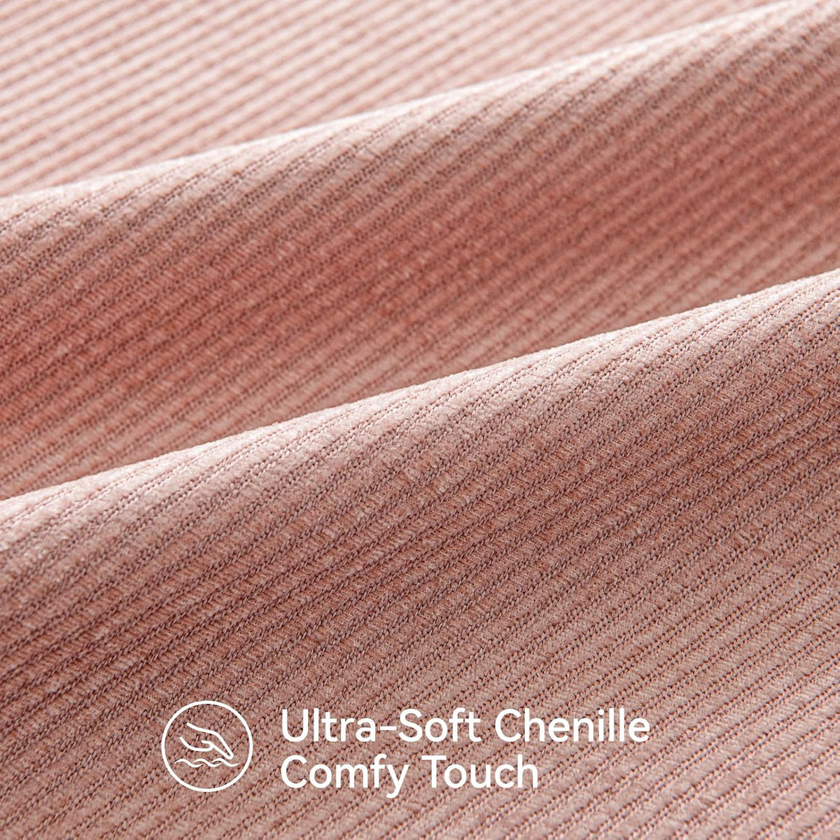 Pack of 2 Decorative Chenille Throw Pillow Covers with Twill Cushion Covers for Sofa Living Room Couch Bed 12x20 Inch Blush Pink