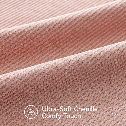Pack of 2 Decorative Chenille Throw Pillow Covers with Twill Cushion Covers for Sofa Living Room Couch Bed 12x20 Inch Blush Pink