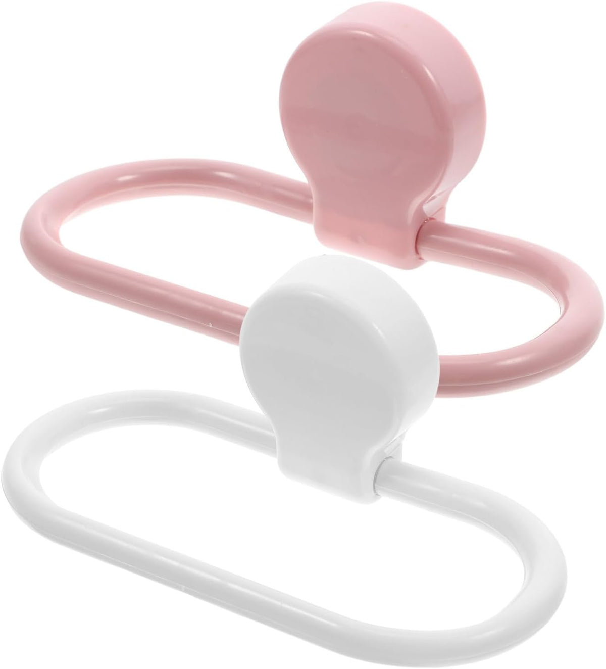 2pcs Adhesive Towel Rings Wall Mounted Bathroom Kitchen Towel Holder Rack Space Saving for Home Decor Pink and White