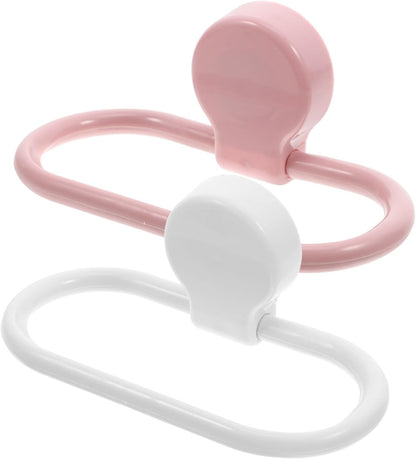 2pcs Adhesive Towel Rings Wall Mounted Bathroom Kitchen Towel Holder Rack Space Saving for Home Decor Pink and White