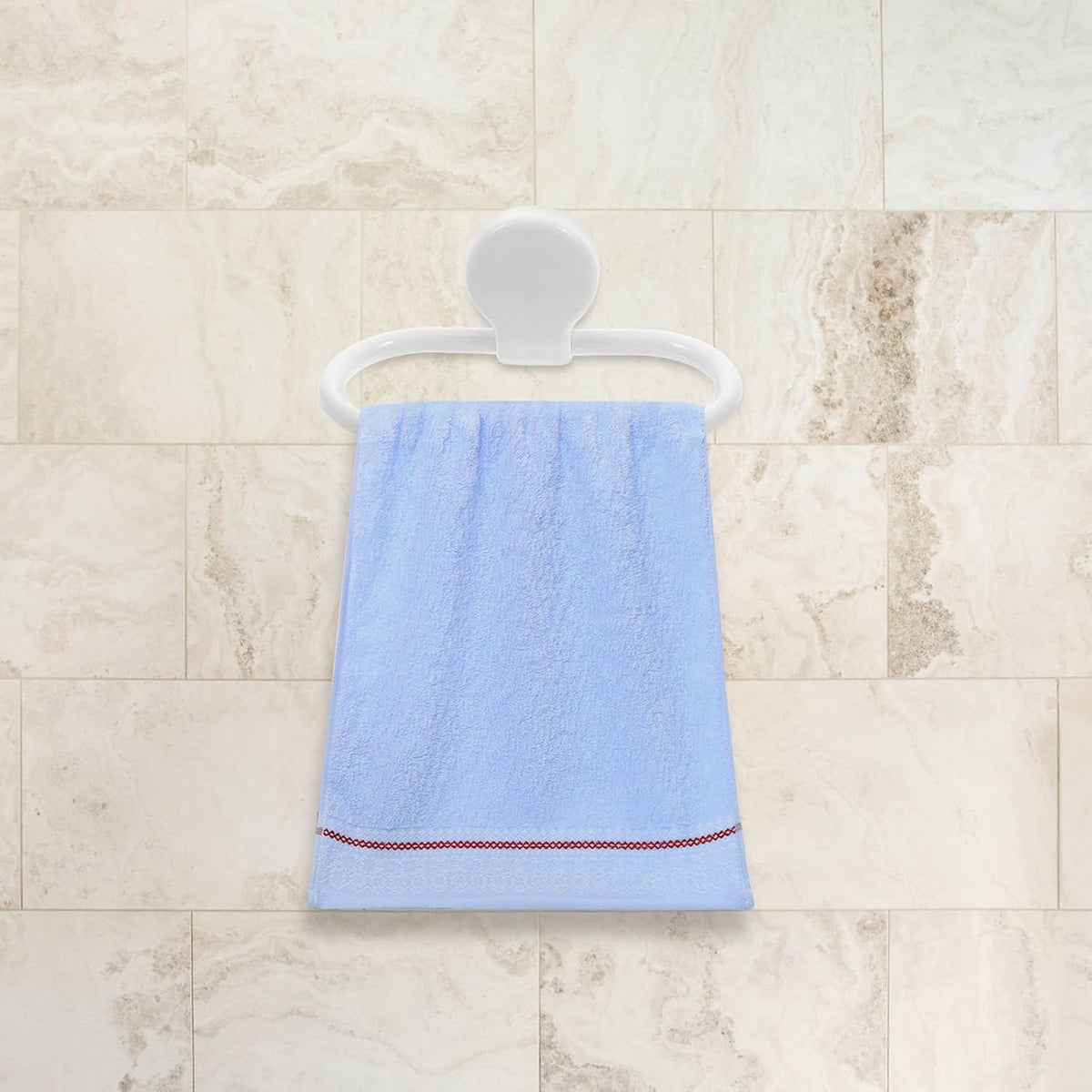 2pcs Adhesive Towel Rings Wall Mounted Bathroom Kitchen Towel Holder Rack Space Saving for Home Decor Pink and White