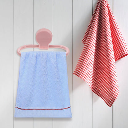 2pcs Adhesive Towel Rings Wall Mounted Bathroom Kitchen Towel Holder Rack Space Saving for Home Decor Pink and White