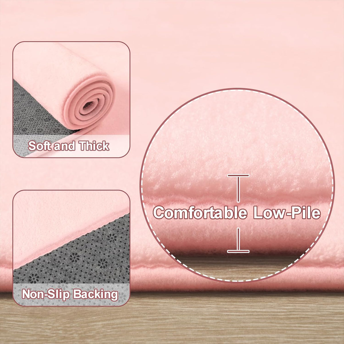 Amearea Modern Washable Runner Rugs, 2x4 Feet Pink Bedroom Runner Rug