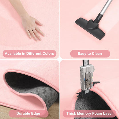 Amearea Modern Washable Runner Rugs, 2x4 Feet Pink Bedroom Runner Rug