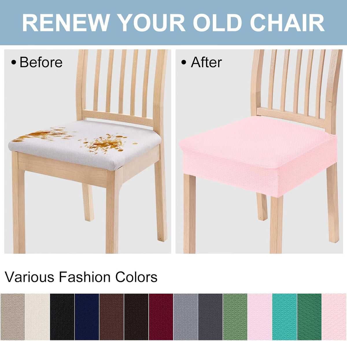 Stretch Jacquard Seat Covers for Dining Room Chairs Set of 4