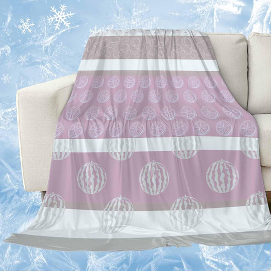 Cooling Blanket for Hot Sleepers, Farm Fruits Lightweight Breathable Summer Blanket, Watermelon Lemons Peach Pink Grey Striped Double-Side Cool Throw Blankets for Sleeping Travel, 30"x40"