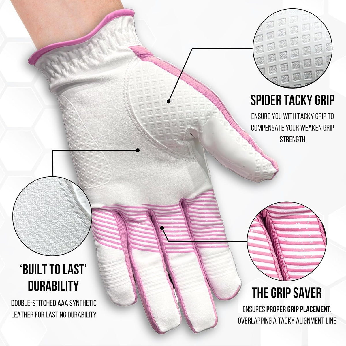 Copper Advanced Tech 2.0 Golf Gloves for Women | Copper Compression Joint Support Golf Glove with Tacky Grip, Tear Resistant Durability, All Weather Grip Control, Comfort for Weak Grip and Arthritis