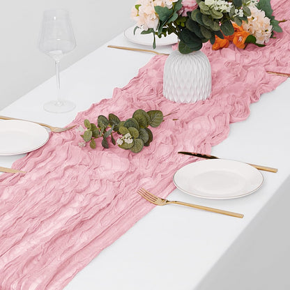 15 Pack Light Pink Cheesecloth Table Runner 17 x 108 inch Cheese Cloth Table Runners 9ft Pink Table Runner Rustic Romantic Sheer Gauze Runner for Wedding Party Baby Shower Table Decoration