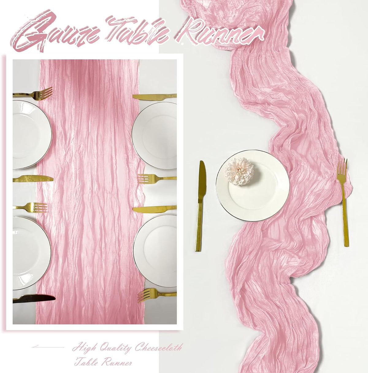 15 Pack Light Pink Cheesecloth Table Runner 17 x 108 inch Cheese Cloth Table Runners 9ft Pink Table Runner Rustic Romantic Sheer Gauze Runner for Wedding Party Baby Shower Table Decoration