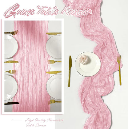 15 Pack Light Pink Cheesecloth Table Runner 17 x 108 inch Cheese Cloth Table Runners 9ft Pink Table Runner Rustic Romantic Sheer Gauze Runner for Wedding Party Baby Shower Table Decoration