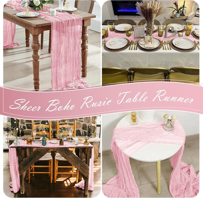 15 Pack Light Pink Cheesecloth Table Runner 17 x 108 inch Cheese Cloth Table Runners 9ft Pink Table Runner Rustic Romantic Sheer Gauze Runner for Wedding Party Baby Shower Table Decoration