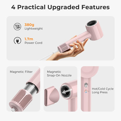 Hair Dryer, High Speed Ionic Blow Dryer, Light Pink