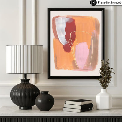 Monem Art Peach Abstract Acrylic Print - Modern Orange Red Line Art Poster - Wall Decor for Living Room, Bedroom or Office - 8x10 Unframed Wall Art by Mareike Bohmer