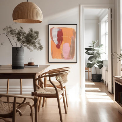 Monem Art Peach Abstract Acrylic Print - Modern Orange Red Line Art Poster - Wall Decor for Living Room, Bedroom or Office - 8x10 Unframed Wall Art by Mareike Bohmer