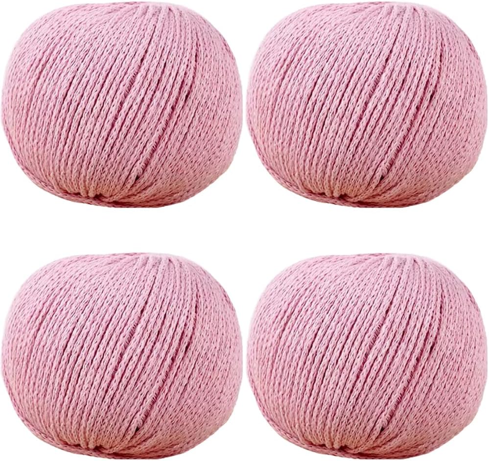 400 g/14.11 oz Cotton Crochet Bag Cord 2mm Hollow Knitted Round Rope Yarn Macrame Thread (Peach Pink)