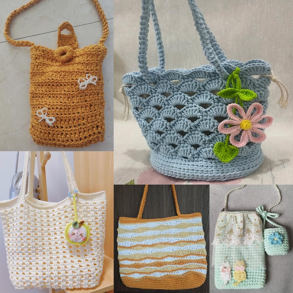 400 g/14.11 oz Cotton Crochet Bag Cord 2mm Hollow Knitted Round Rope Yarn Macrame Thread (Peach Pink)