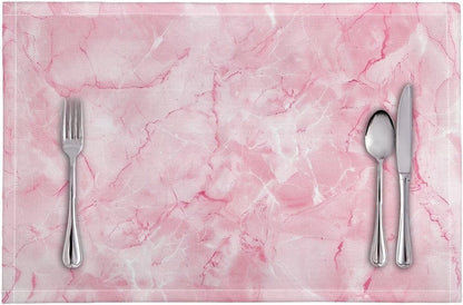 Pink Marble Texture Placemats Set of 6 Quick Dry Placemat Rectangle Place Mats Wipeable Scratch Resistant Wrinkle Free Placemat for Party Kitchen Dining Decoration