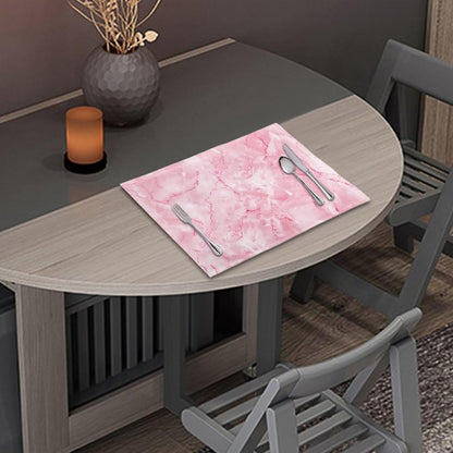 Pink Marble Texture Placemats Set of 6 Quick Dry Placemat Rectangle Place Mats Wipeable Scratch Resistant Wrinkle Free Placemat for Party Kitchen Dining Decoration