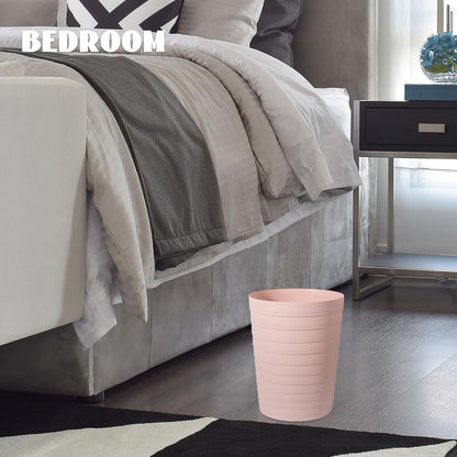 Small Bathroom Trash Can Wastebasket, Plastic Garbage Bin Container Basket for Bathrooms, Laundry Room, Kitchens, Offices, Kids Rooms, Dorms, Pink, 1.8 Gallon