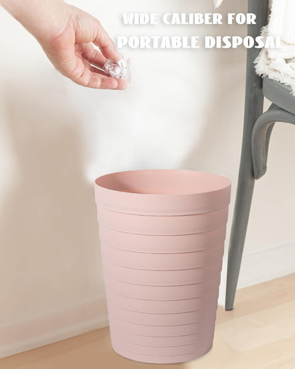 Small Bathroom Trash Can Wastebasket, Plastic Garbage Bin Container Basket for Bathrooms, Laundry Room, Kitchens, Offices, Kids Rooms, Dorms, Pink, 1.8 Gallon