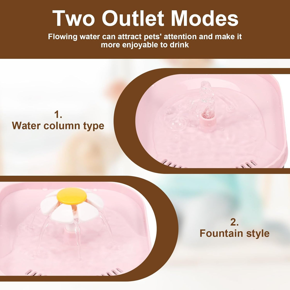 2 in 1 Cat Water Fountain and Food Bowl, 102oz/3L Pet Fountain for Drinking with Quadruple Filtration System, Automatic Fountain and Stainless Steel Bowl for Cats, Dogs, Small Animals (Pink, 3L)