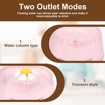 2 in 1 Cat Water Fountain and Food Bowl, 102oz/3L Pet Fountain for Drinking with Quadruple Filtration System, Automatic Fountain and Stainless Steel Bowl for Cats, Dogs, Small Animals (Pink, 3L)