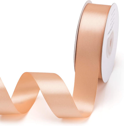 Double Face Satin Ribbon 1Inchx25Yards Double Sided Solid Polyester Ribbon for Gift Wrapping Party Hair Braids Bow Baby Shower Decoration Floral Arrangement Craft Supplies,Petal Peach