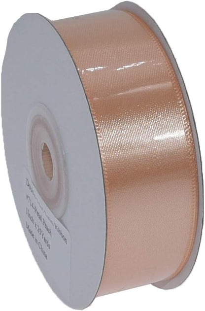 Double Face Satin Ribbon 1Inchx25Yards Double Sided Solid Polyester Ribbon for Gift Wrapping Party Hair Braids Bow Baby Shower Decoration Floral Arrangement Craft Supplies,Petal Peach