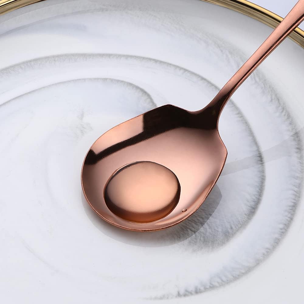Serving Spoons Set, Stainless Steel Slotted Serving Spoon 4 Pack Buffet Banquet Party Hotel Kitchen Serving Set (Rose Gold, 4 Pack)