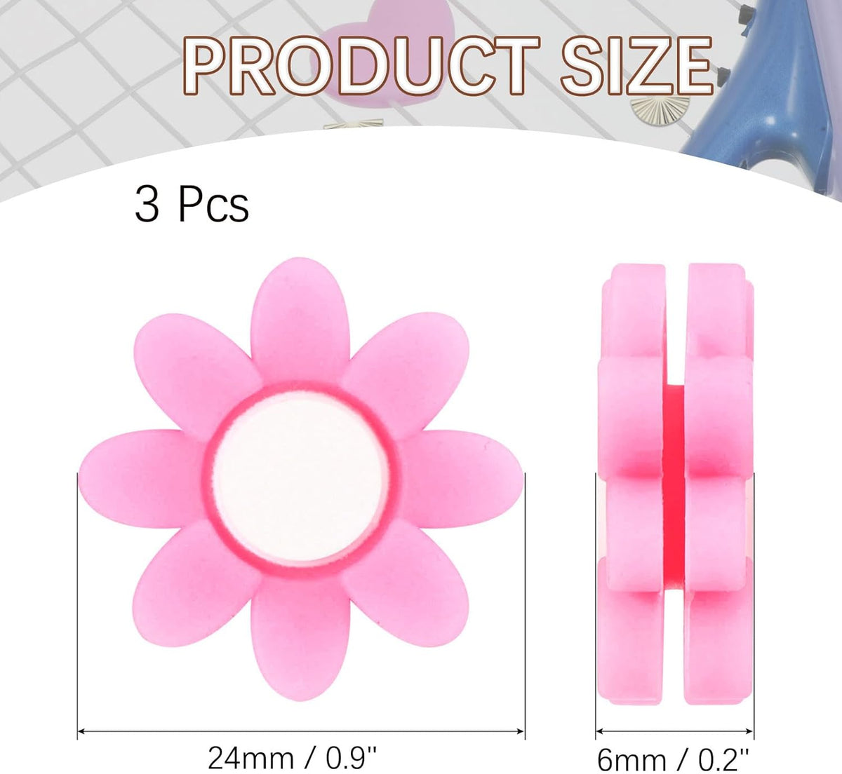Tennis Racket Vibration Dampener Soft Silicone Racket Shock Absorber for Tennis Racquet String - Flower Shaped