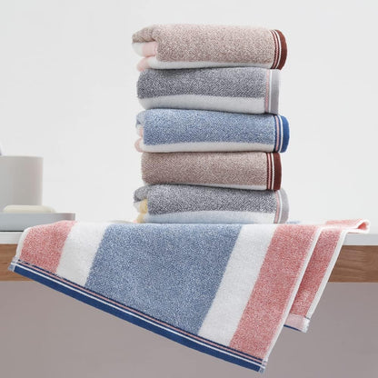 Striped Pattern Hand Towel Set of 2 100% Cotton Terry Soft Ultra Absorbent Decorative Hand Towels for Bathroom 13 x 29 Inch, Blue & Pink